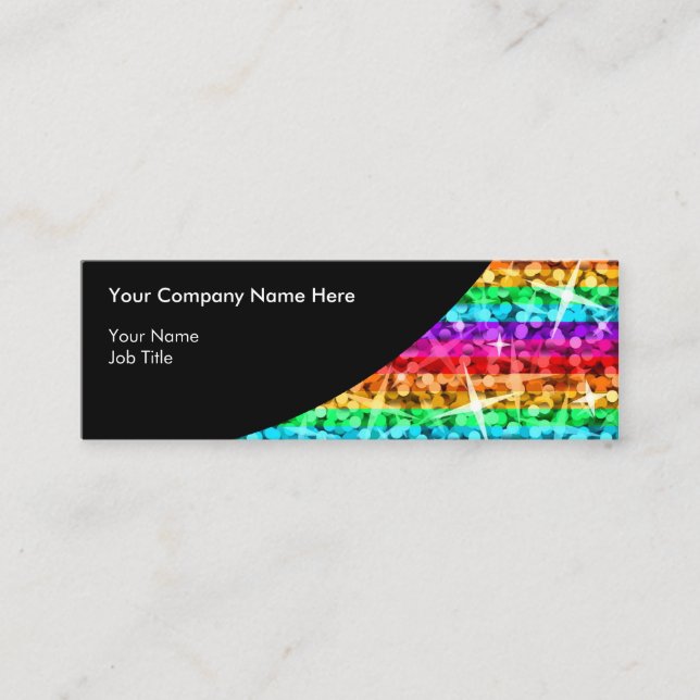 Glitz Rainbow Stripe Black Curve Skinny Mini Visitenkarte (Vorderseite)