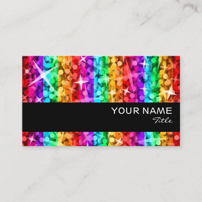 Glitz Rainbow Stripe  business card black stripe Visitenkarte (Vorderseite)