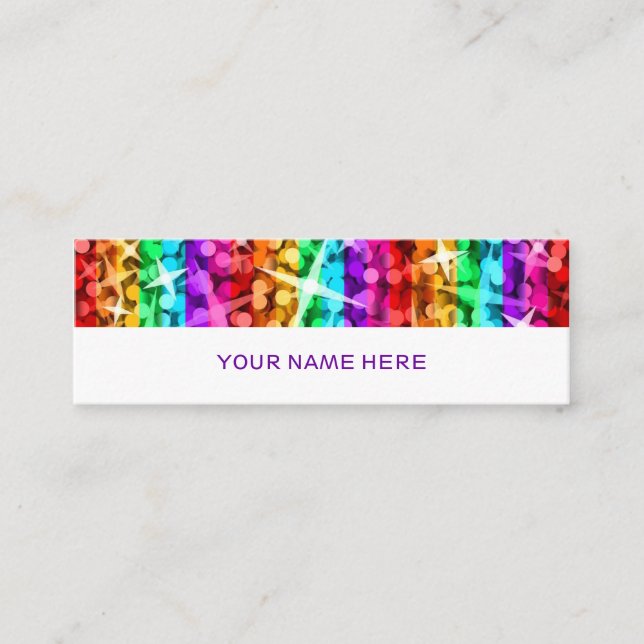 Glitz Rainbow Stripe, weißer Rücken Mini Visitenkarte (Vorderseite)