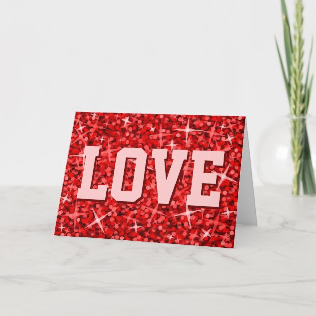 Glitz Red 'LIEBE' Grüße Karte (Vorderseite)