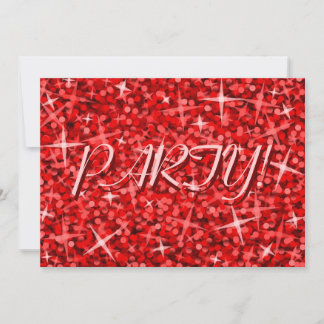 Glitz Red 'Party'! Einladung rosa Text