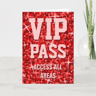 Glitz Red 'VIP Pass' Valentine Day Card Feiertagskarte