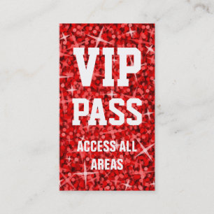 Glitz Red 'VIP PASS' Visitenkarte