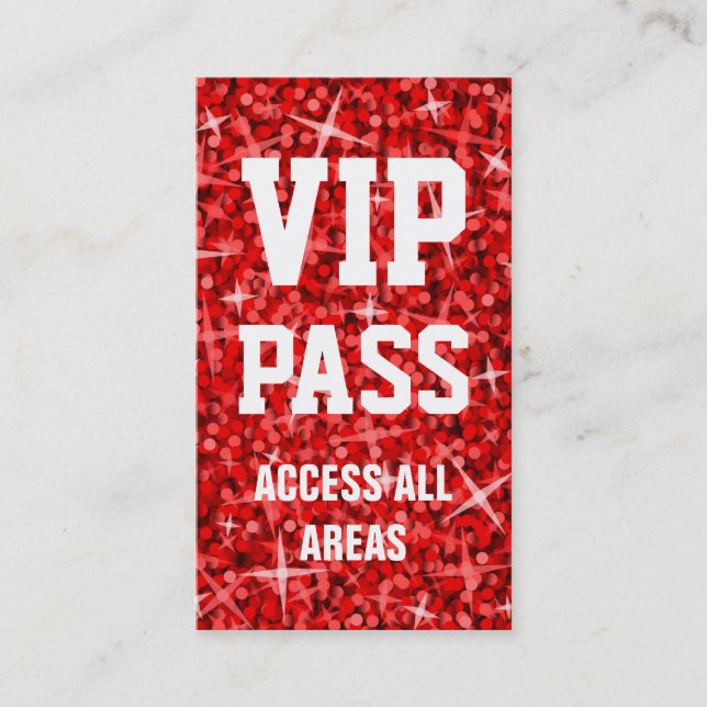 Glitz Red 'VIP PASS' Visitenkarte (Vorderseite)
