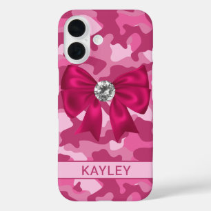 Glitz Rosa Tarndruck Personalisiert iPhone 16 Hülle