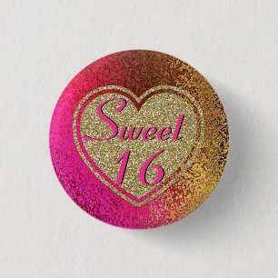 Glitz-Rosa u. Goldbonbon 16 Button