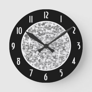 Glitz "Silver" Black 'Numbers' Uhr rund