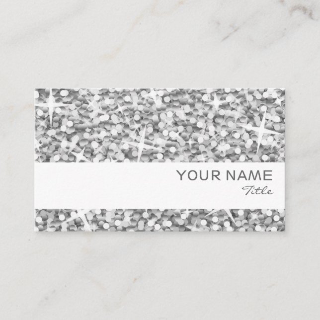 Glitz "Silver"-Geschäftskartenvorlage Visitenkarte (Vorderseite)