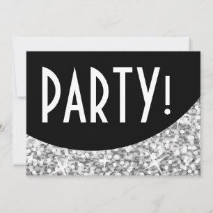 Glitz "Silver" schwarze Kurve 'Party' Einladung! Einladung