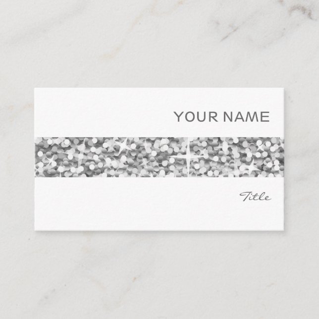 Glitz "Silver" Stripe Visitenkarte weiß (Vorderseite)