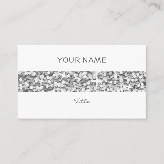 Glitz "Silver" Stripe Visitenkarte weiß Rückseite (Vorderseite)
