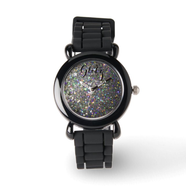 Glitz Silver und Hologram Glitzer Watch! Armbanduhr (Vorderseite)