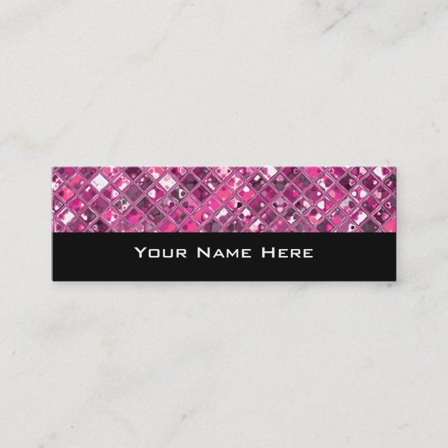 Glitz Tiles Hot Pink 1 mager schwarz Mini Visitenkarte (Vorderseite)