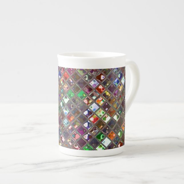 Glitz Tiles Multicolored Print Tasse Knochen China (Vorderseite Rechts)