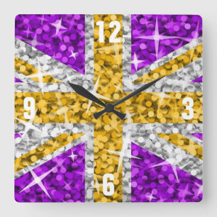 Glitz UK Gold 'Numbers' clock square Quadratische Wanduhr