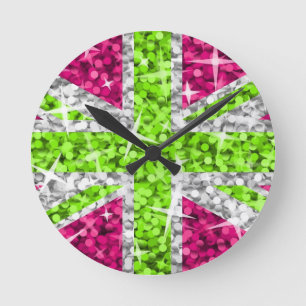 Glitz UK Lime clock round Runde Wanduhr