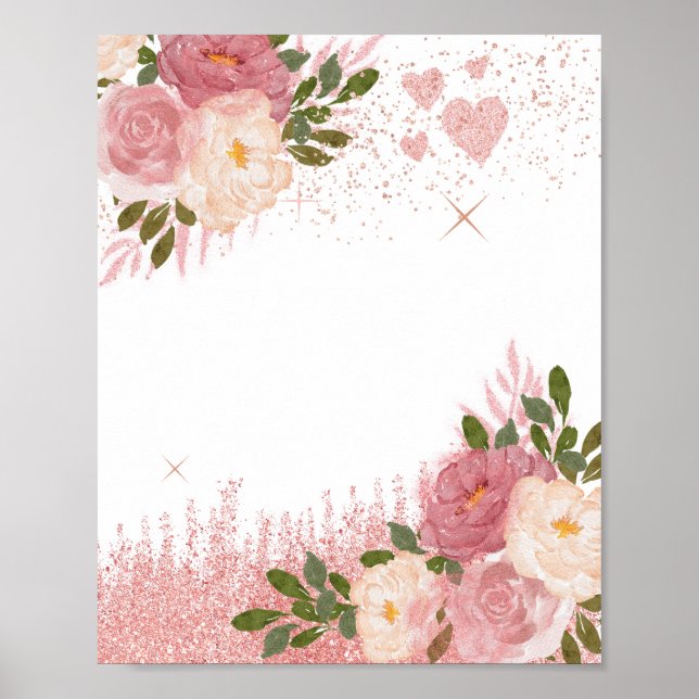 Glitz und Glam Rose Gold Glitzer Blank Poster (Vorne)