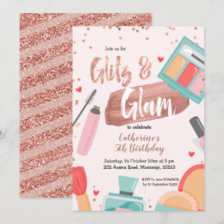 Glitz und Glam Rose Goldener Geburtstag Einladung