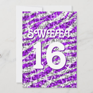 Glitz Zebra Lila Einladung "Sweet 16"