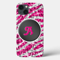 Glitz Zebra Pink Monogramm schwarz