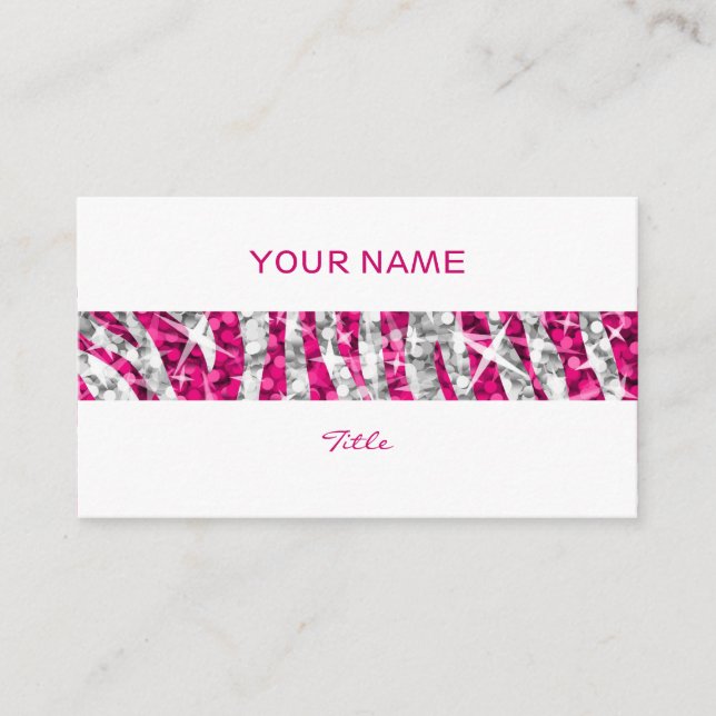 Glitz Zebra Pink Streifen weiß Rücken Visitenkarte (Vorderseite)