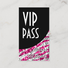 Glitz Zebra Pink 'VIP Pass' Black Curve Porträt Visitenkarte