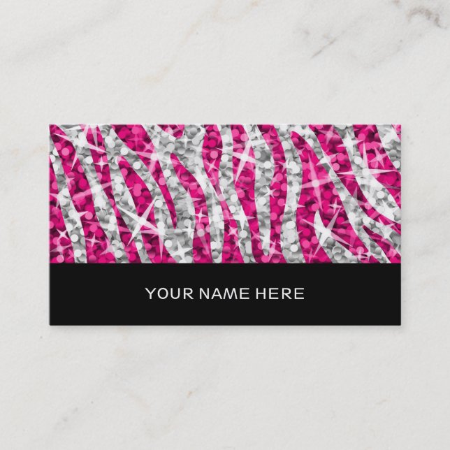 Glitz Zebra Pink Visitenkarte schwarz (Vorderseite)