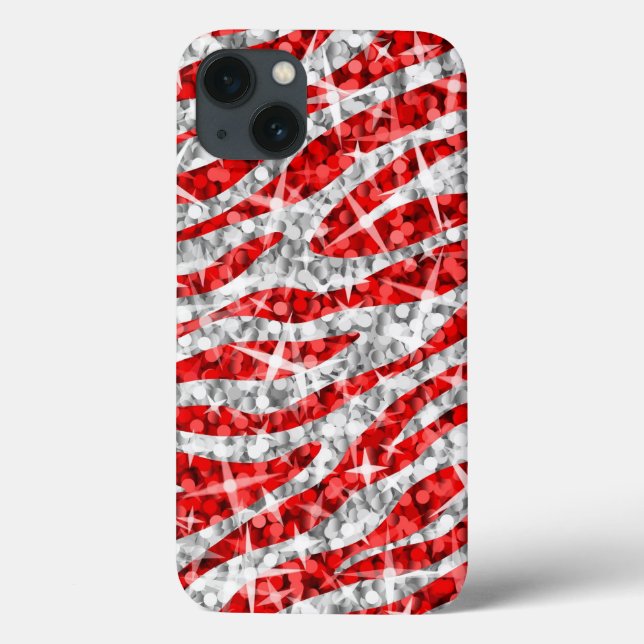 Glitz Zebra Red iPhone Case (Rückseite)