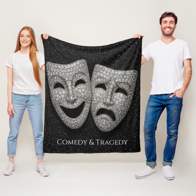Glitzende Comedy- und Tragödien-Drama-Maske Fleecedecke (Beispiel)