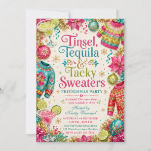 Glitzende Tequila-Tacky-Sweater-Friendsmas-Party Einladung