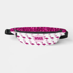 Glitzender Flamingo heißrosa falsche Glitzer Monog Bauchtasche