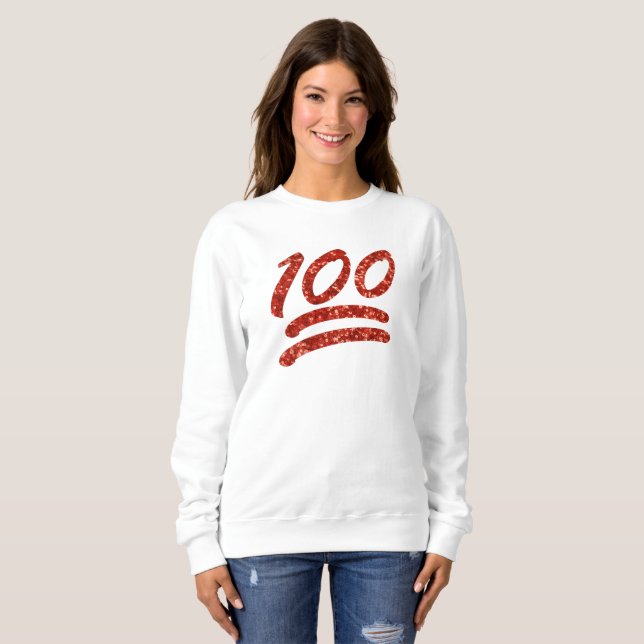 Glitzer 100 Emoji Frauen Sweatshirt (Vorne ganz)