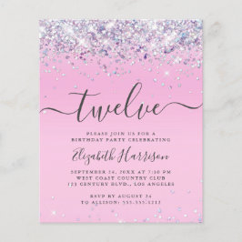 Glitzer 12. Geburtstagspartei Einladung