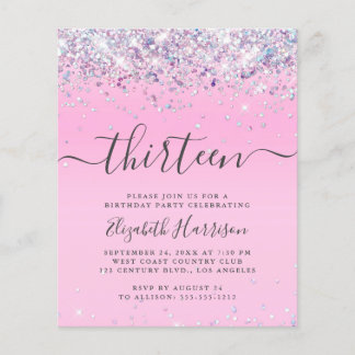 Glitzer 13. Geburtstagspartei Einladung