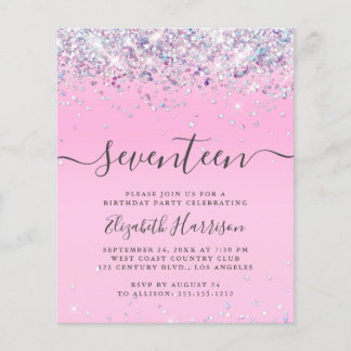 Glitzer 17. Geburtstagspartei Einladung