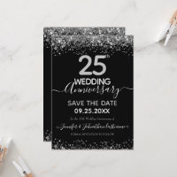 Glitzer 25. Hochzeitstag Einladung