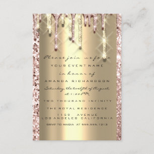 Glitzer 3D Tropfen Rose Bridal Sweet 16. Gold Einladung
