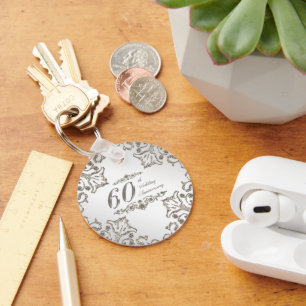 Glitzer 60. Diamond Wedding Anniversary Key Chain Schlüsselanhänger