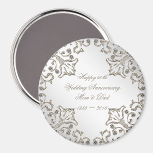 Glitzer 60. Diamond Wedding Anniversary Magnet