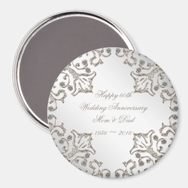 Glitzer 60. Diamond Wedding Anniversary Magnet (Vorderseite/Rückseite)