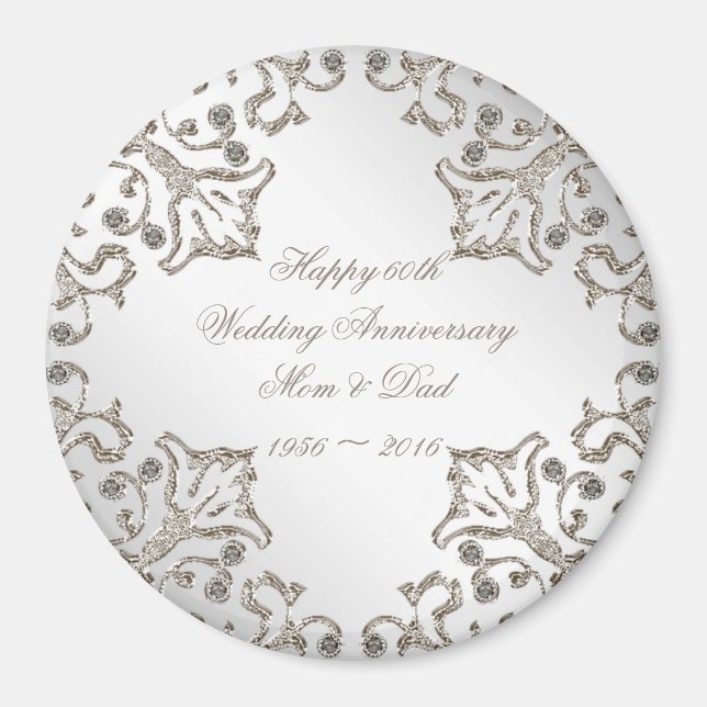 Glitzer 60. Diamond Wedding Anniversary Magnet (Vorne)
