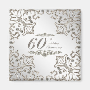 Glitzer 60. Diamond Wedding Anniversary Magnet