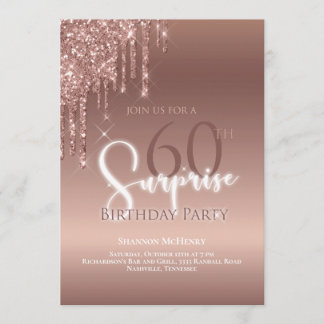 Glitzer 60. Geburtstag Glam Pink White Ombre Einladung