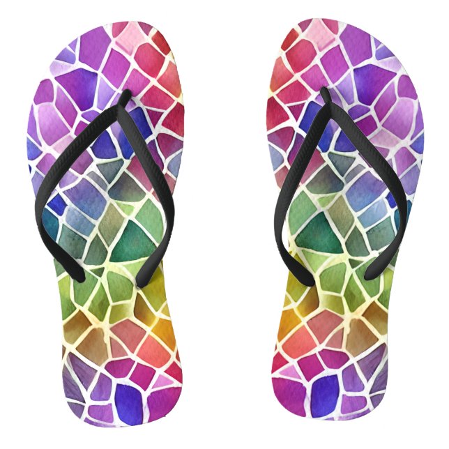 Glitzer Abstrakt Geometrisches Oktagon Flip Flops (Fußbett)