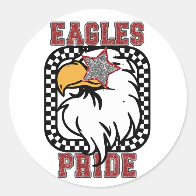 Glitzer Adler Stolz. Unterstützung für den Spielta Runder Aufkleber (Vorderseite)