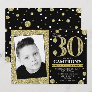 Glitzer Adult Meilenstein Geburtstag Foto Einladun Einladung