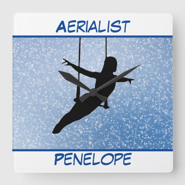 Glitzer Aerialist Quadratische Wanduhr (Vorderseite)