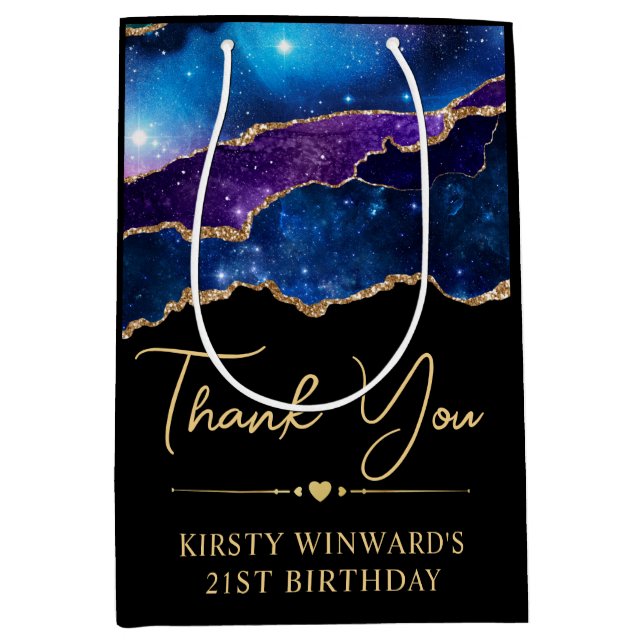 Glitzer Agate Birthday Mittlere Geschenktüte (Vorderseite)
