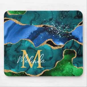 Glitzer Agate, Imitat für blaue und grüne Pfauenbä Mousepad