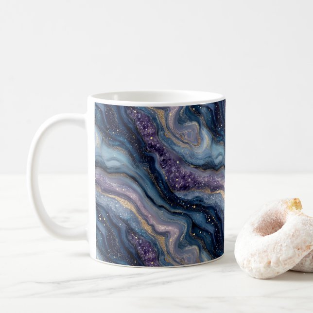 Glitzer Agate Lila Blue Coffee Tasse (Mit Donut)
